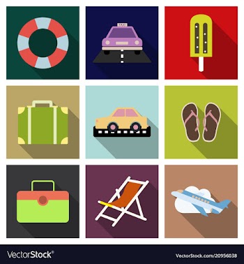 Flat icons set with long shadow effect of vector image