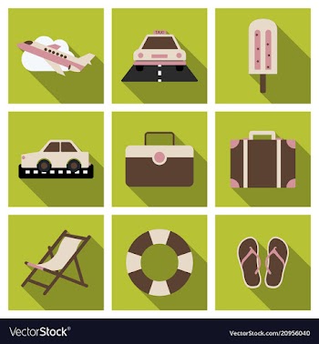 Flat icons set with long shadow effect of vector image