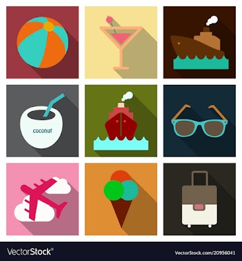 Flat icons set with long shadow effect of vector image