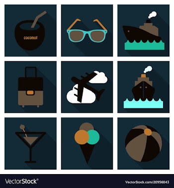 Flat icons set with long shadow effect of vector image