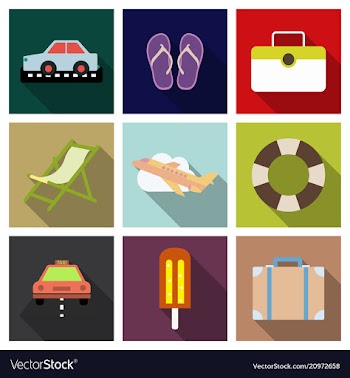 Flat icons set with long shadow effect of vector image