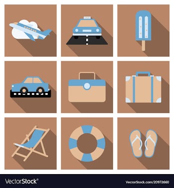 Flat icons set with long shadow effect of vector image