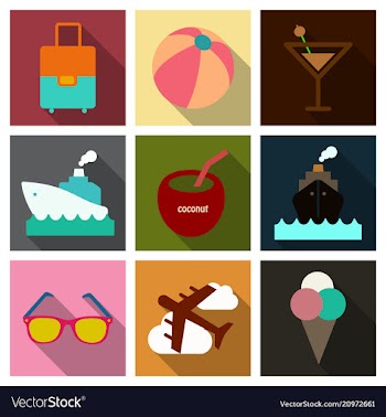 Flat icons set with long shadow effect of vector image
