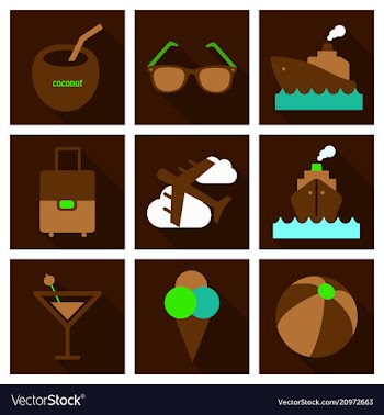 Flat icons set with long shadow effect of vector image