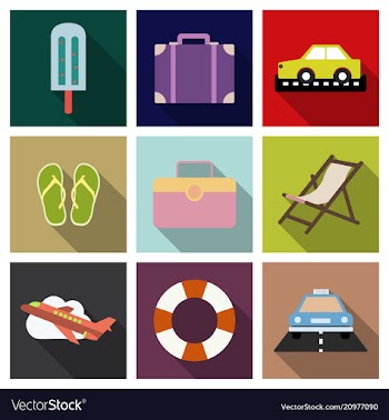 Flat icons set with long shadow effect of vector image