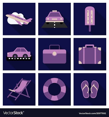 Flat icons set with long shadow effect of vector image