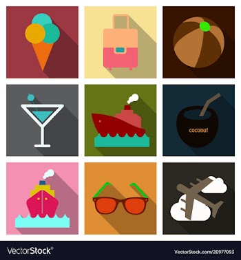 Flat icons set with long shadow effect of vector image