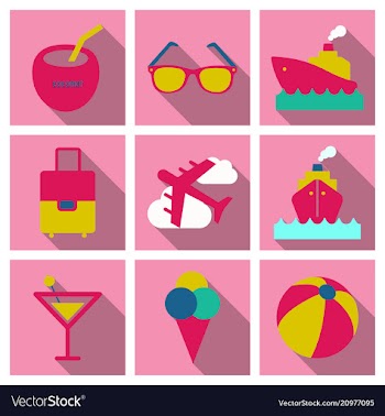 Flat icons set with long shadow effect of vector image