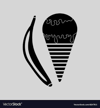 Flat in black and white banana ice creams vector image