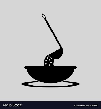 Flat in black and white bowl of soup vector image