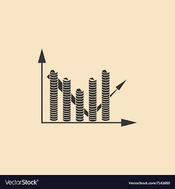 Flat in black and white cash chart vector image