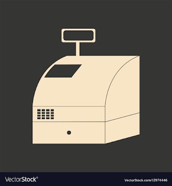Flat in black and white cash register vector image