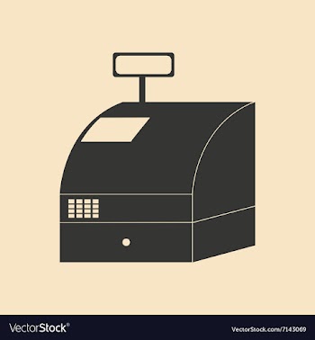 Flat in black and white cash register vector image