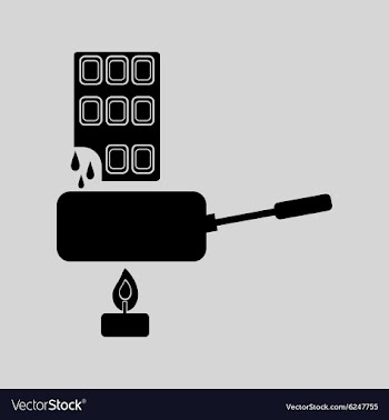 Flat in black and white chocolate fondue vector image