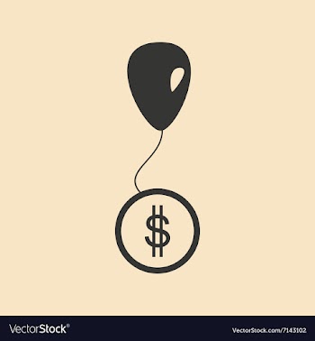Flat in black and white coin on balloon vector image