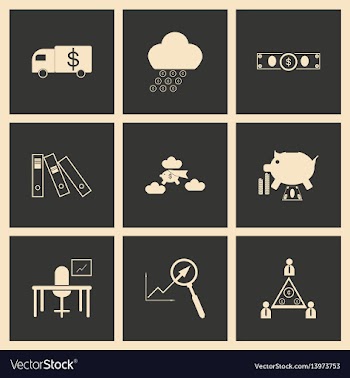 Flat in black and white concept business icons vector image