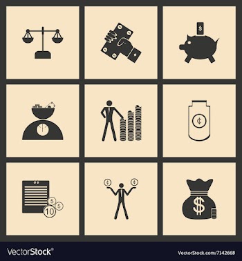 Flat in black and white concept business icons vector image