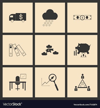Flat in black and white concept business icons vector image