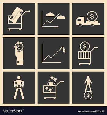 Flat in black and white concept economic icon vector image