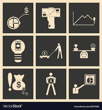Flat in black and white concept economic icon vector image