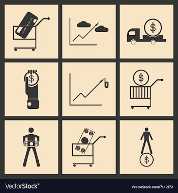 Flat in black and white concept economic icon vector image