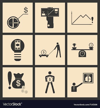 Flat in black and white concept economic icon vector image
