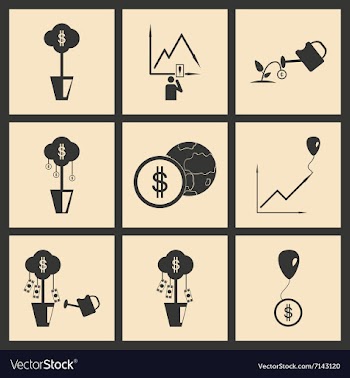 Flat in black and white concept economic icon vector image