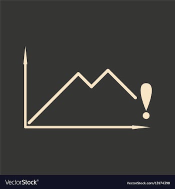Flat in black and white falling graph vector image