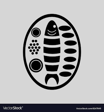 Flat in black and white fish with sauce vector image