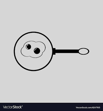Flat in black and white fried eggs in frying pan vector image