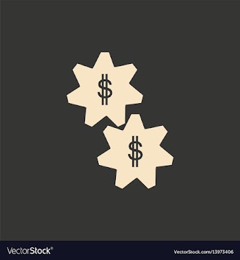 Flat in black and white gears and money vector image