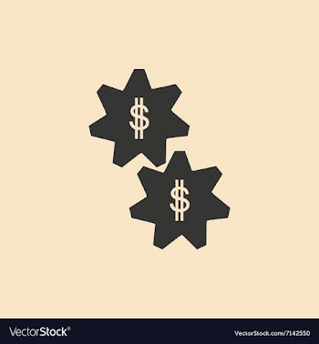 Flat in black and white gears and money vector image