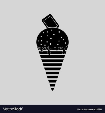 Flat in black and white ice cream with chocolate vector image