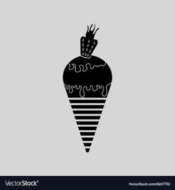Flat in black and white Ice cream with strawberri vector image