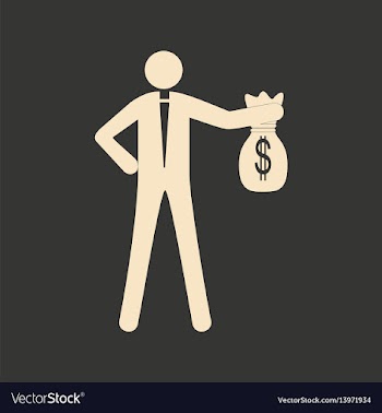 Flat in black and white man holding bag of money vector image