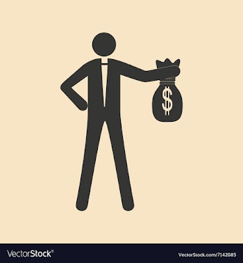 Flat in black and white man holding bag of money vector image