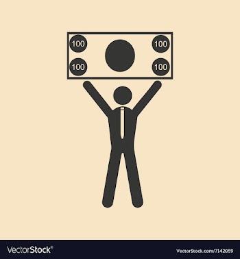 Flat in black and white man holding banknote vector image