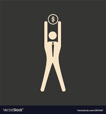 Flat in black and white man holding coin on vector image