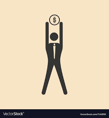 Flat in black and white man holding coin on vector image