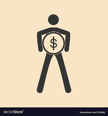 Flat in black and white man holding coin on vector image