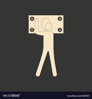 Flat in black and white man holding dollar vector image