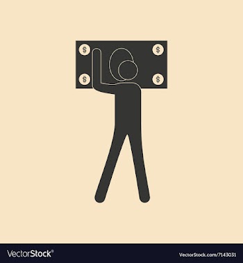 Flat in black and white man holding dollar vector image