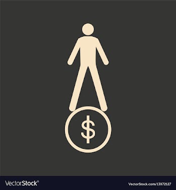 Flat in black and white man stands on coin vector image