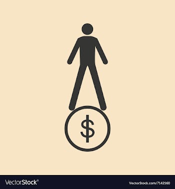 Flat in black and white man stands on coin vector image