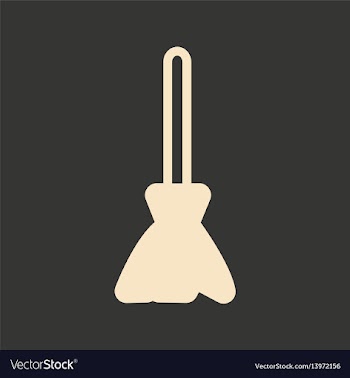 Flat in black and white mobile application broom vector image