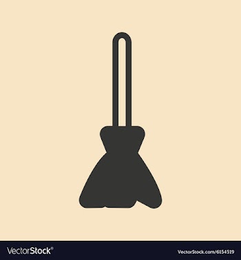 Flat in black and white mobile application broom vector image
