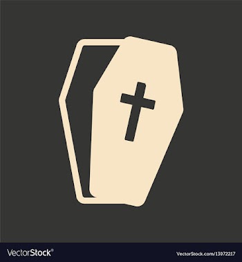 Flat in black and white mobile application coffin vector image
