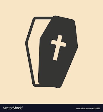 Flat in black and white mobile application coffin vector image