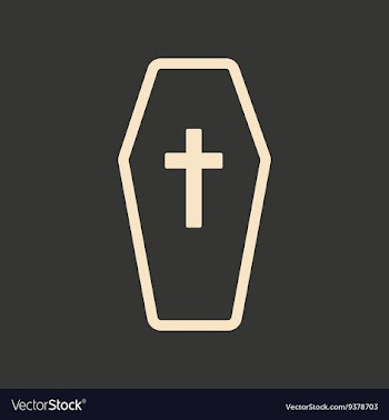 Flat in black and white mobile application coffin vector image