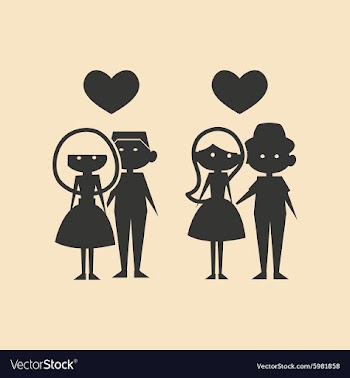 Flat in black and white mobile application couples vector image